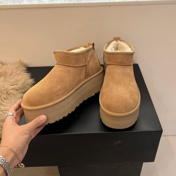 UGG Womens classic ultra mini platform boots Chestnut - Picture 2 of 8